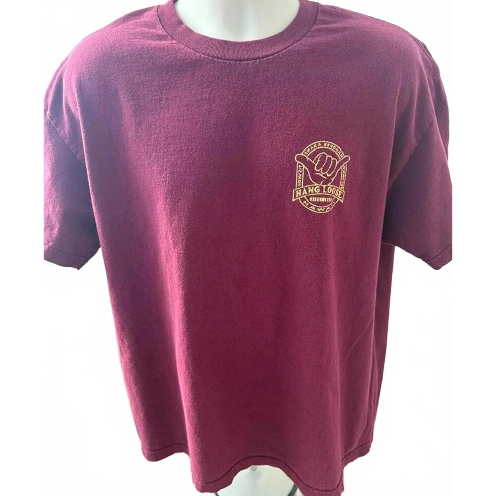 VINTAGE HAWAII SHAKA HANG LOOSE T SHIRT MENS XLARGE MAUI MAROON